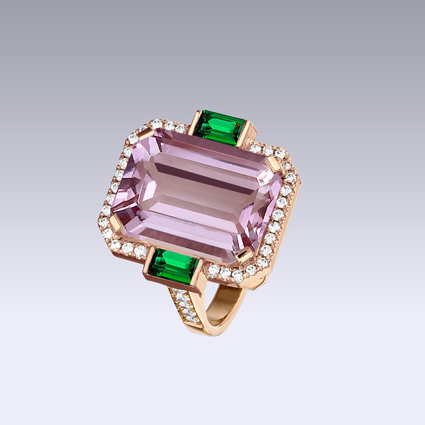 MANHATTAN LARGE RING-pink amethyst