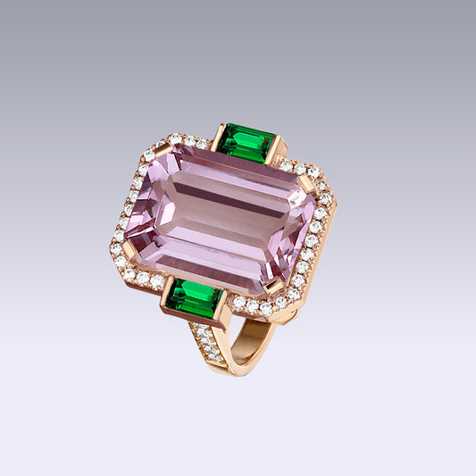 MANHATTAN LARGE RING-pink amethyst