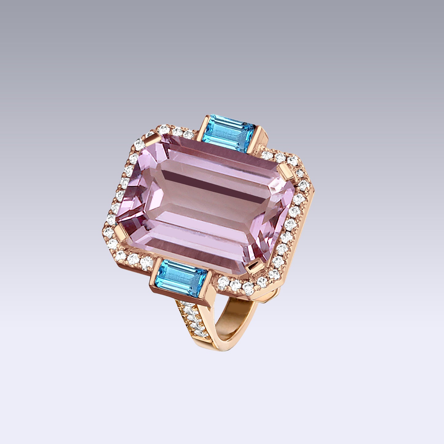 MANHATTAN LARGE RING-pink amethyst