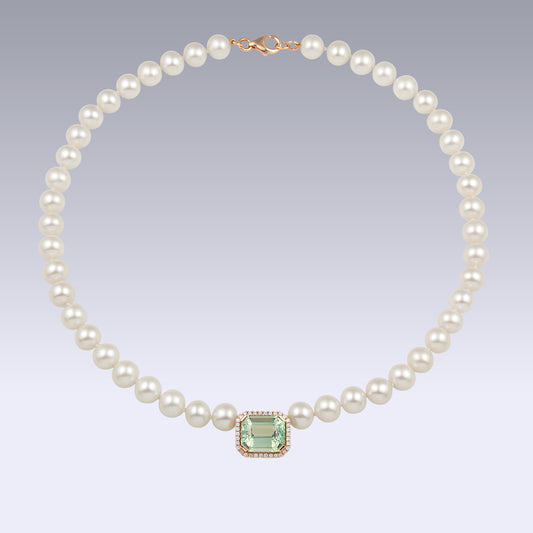 PEARL NECKLACE-prasiolite