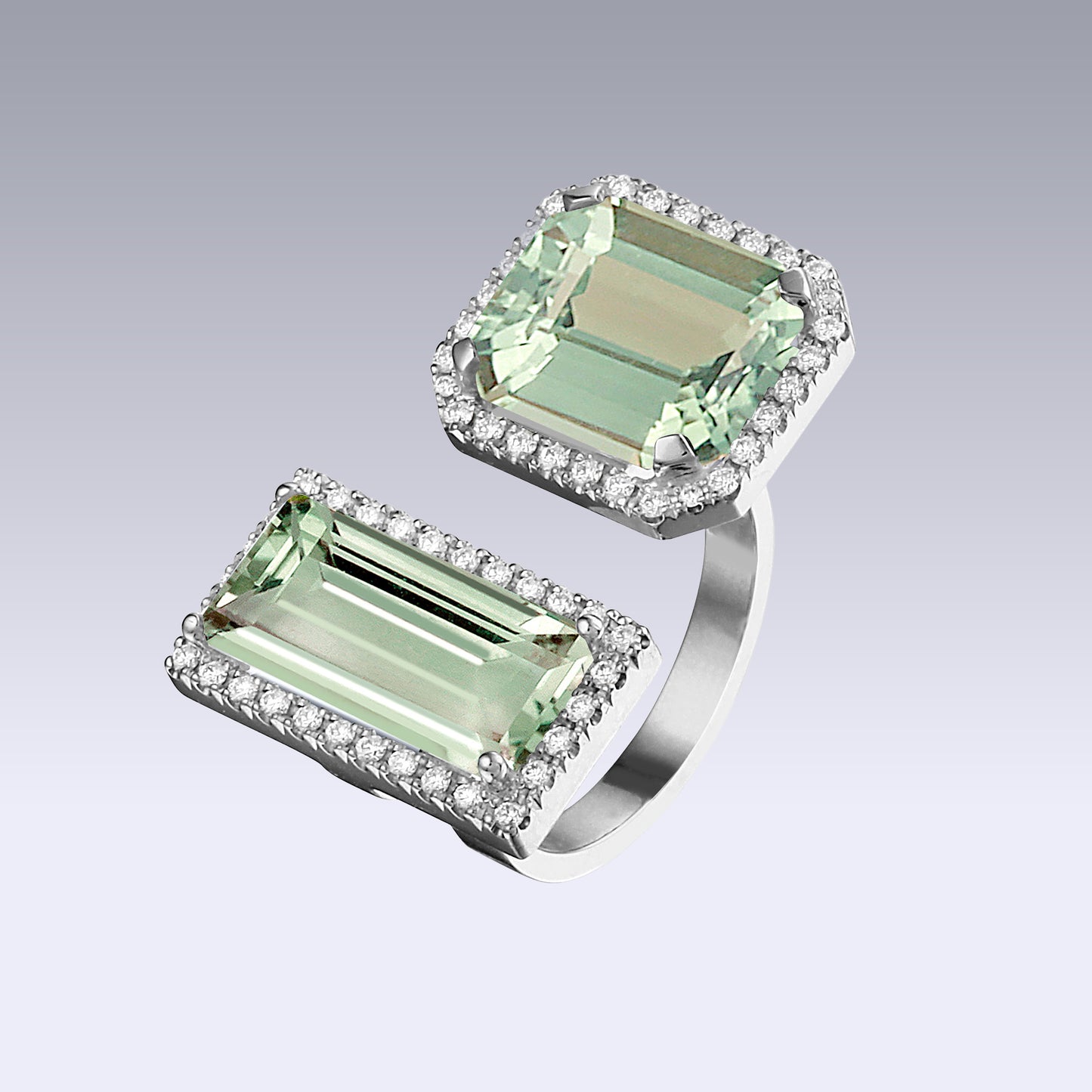 DOUBLE VELVET RING-prasiolite