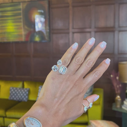 TRIPLE VELVET RING-white edel topaz