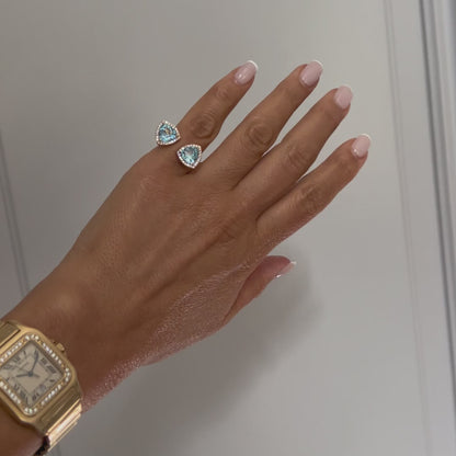 DOUBLE TRIANGLE RING-sky topaz