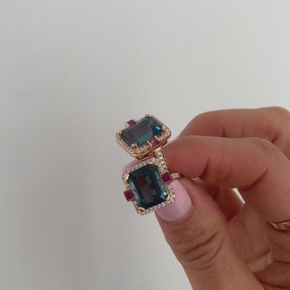HERITAGE RING-london blue topaz and rhodolite