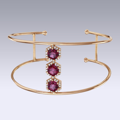 TRINITY HEXA BRACELET-rhodolite