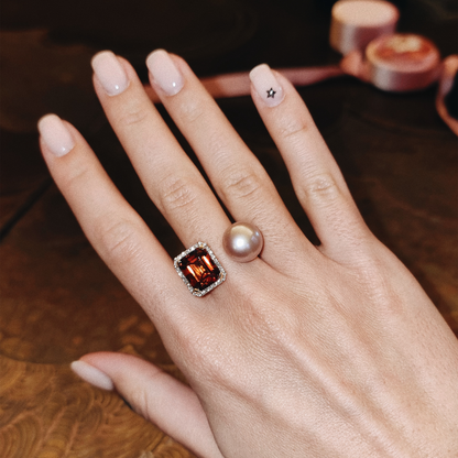 ROYAL PEARL RING-citrine madeira and pearl