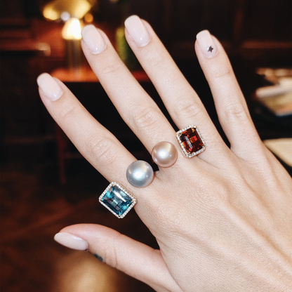 ROYAL PEARL RING-citrine madeira and pearl