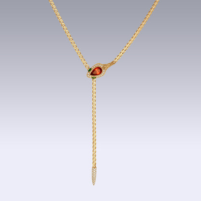 SERPENTE NECKLACE-citrine madeira and tsavorite