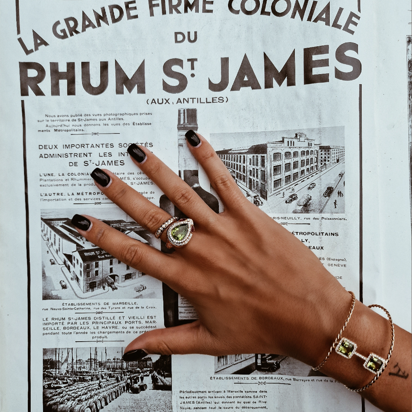 SERPENTE RING-peridot and amethyst