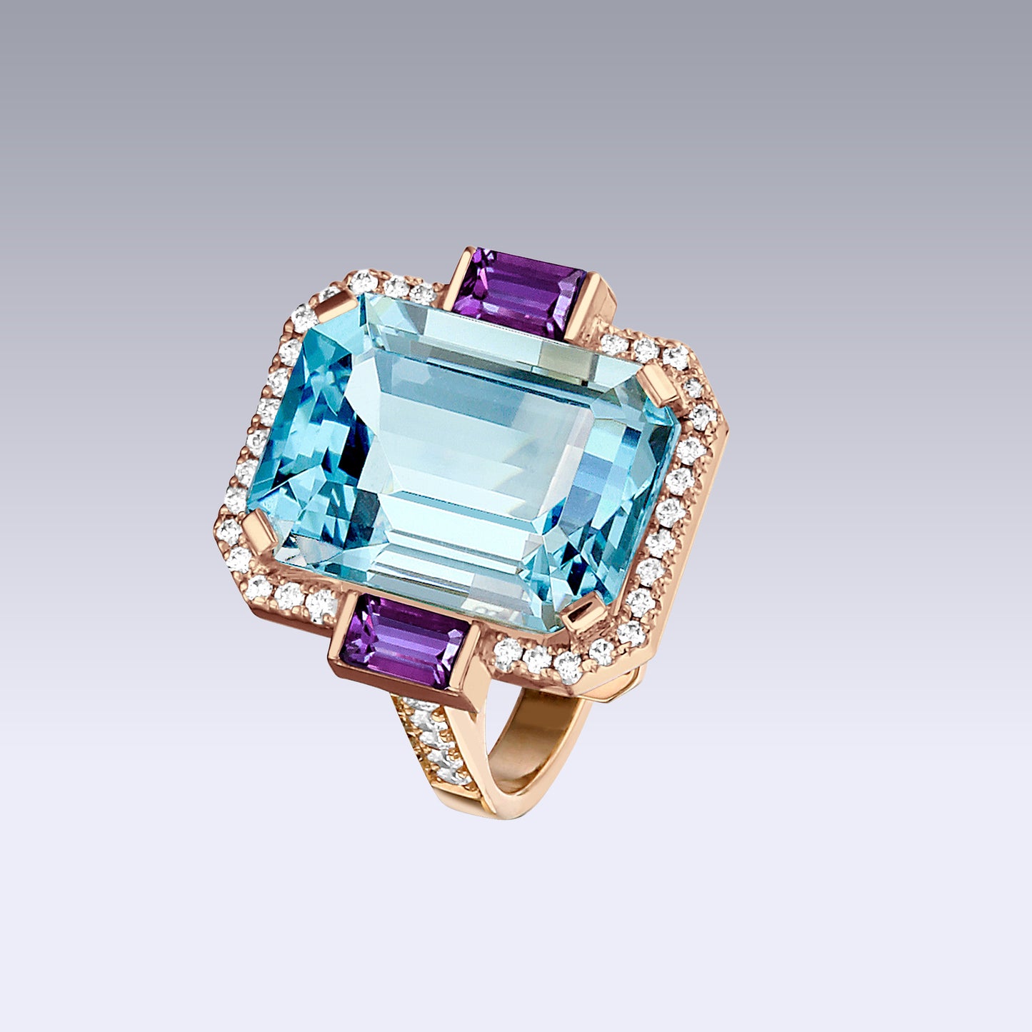 MANHATTAN LARGE RING-sky topaz