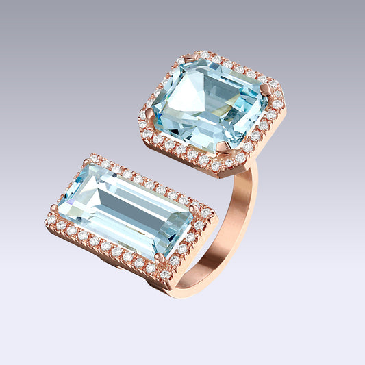DOUBLE VELVET RING-sky topaz