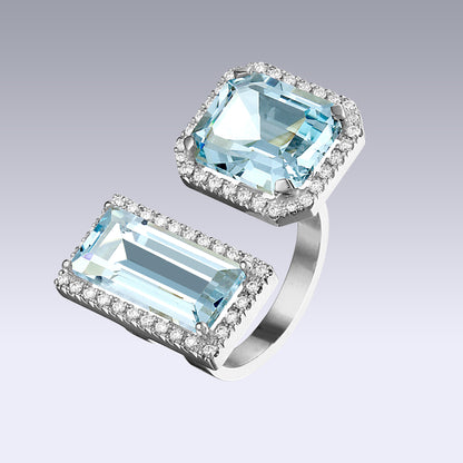 DOUBLE VELVET RING-sky topaz