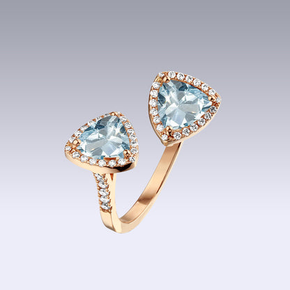 DOUBLE TRIANGLE RING-sky topaz