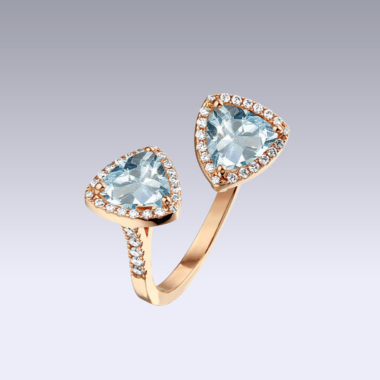 DOUBLE TRIANGLE RING-sky topaz
