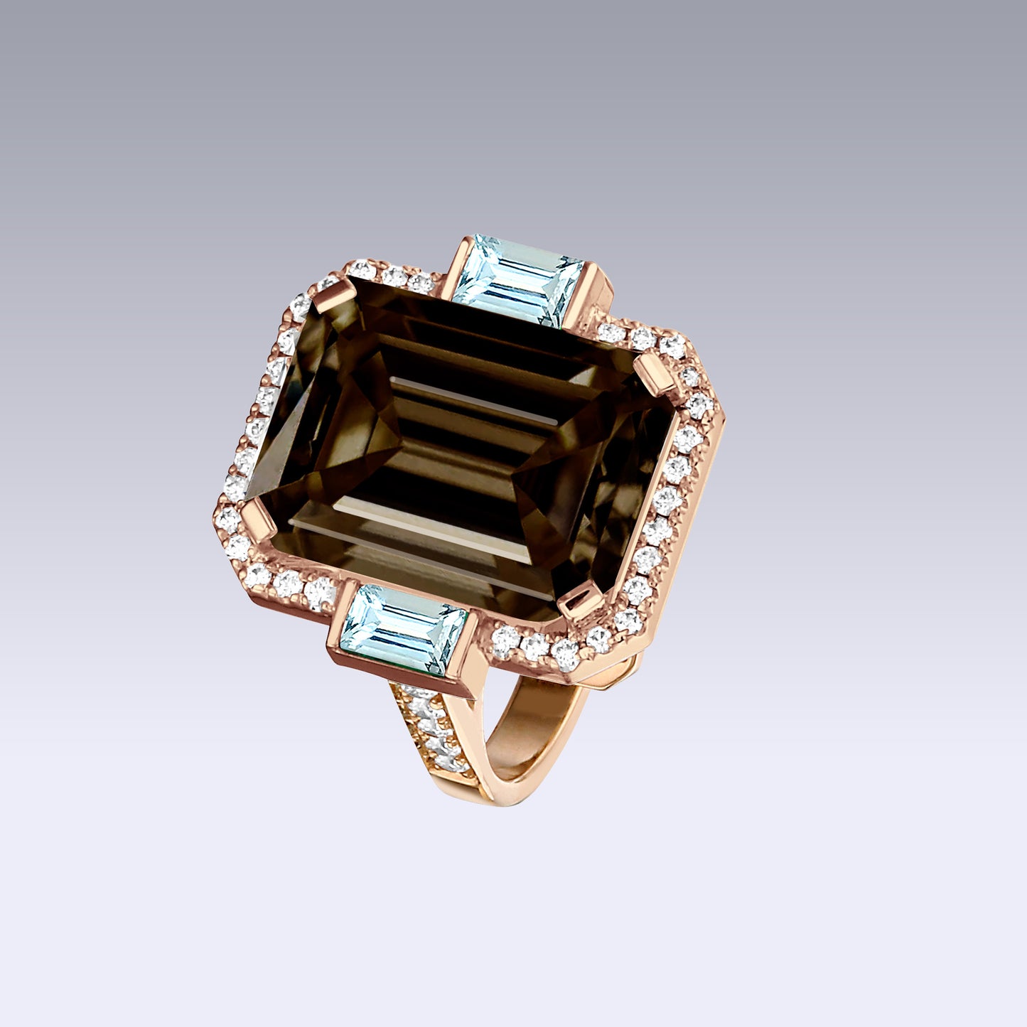 MANHATTAN LARGE RING-smoky quartz