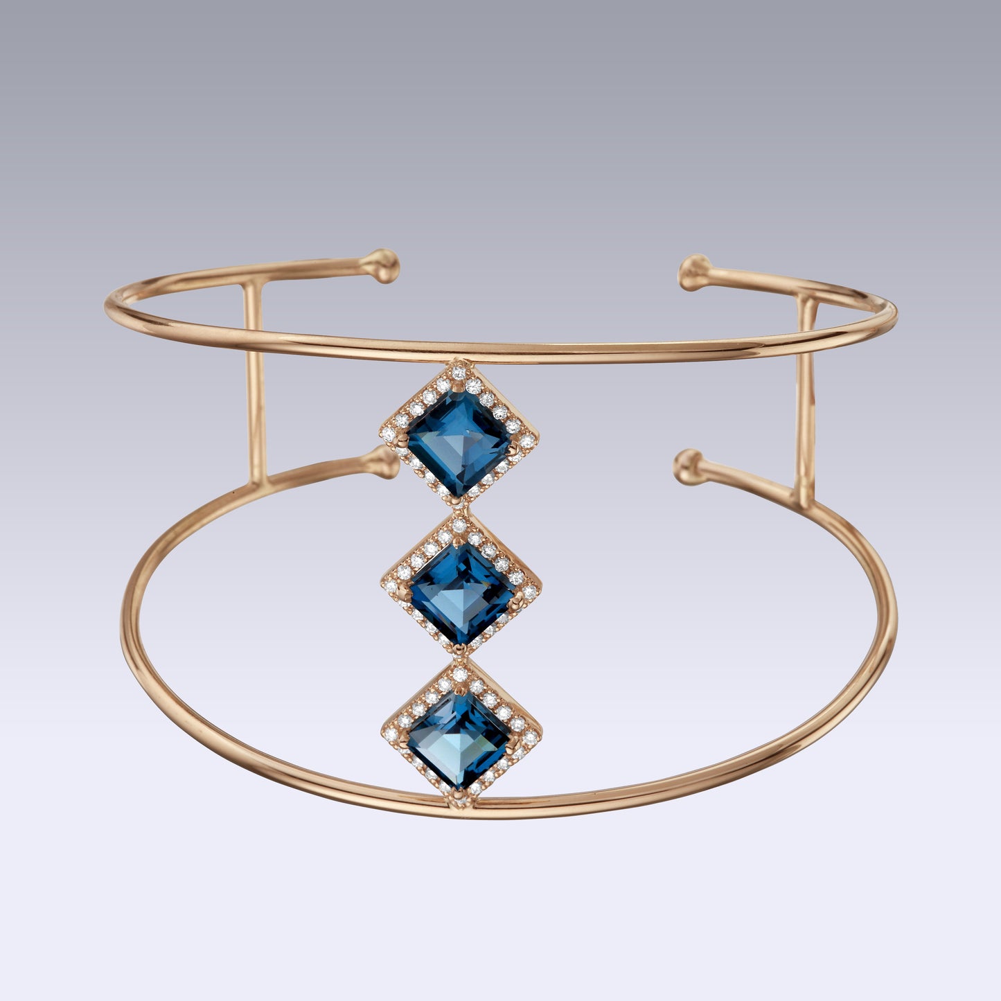 TRINITY SQUARE BRACELET-london blue topaz