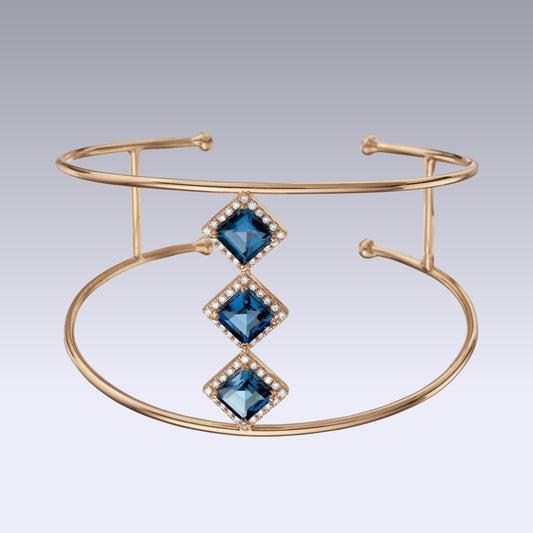 TRINITY SQUARE BRACELET-london blue topaz