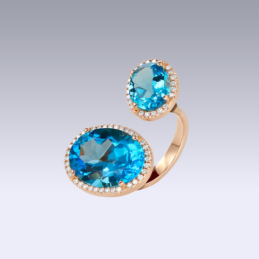 DOUBLE OVAL RING-swiss topaz
