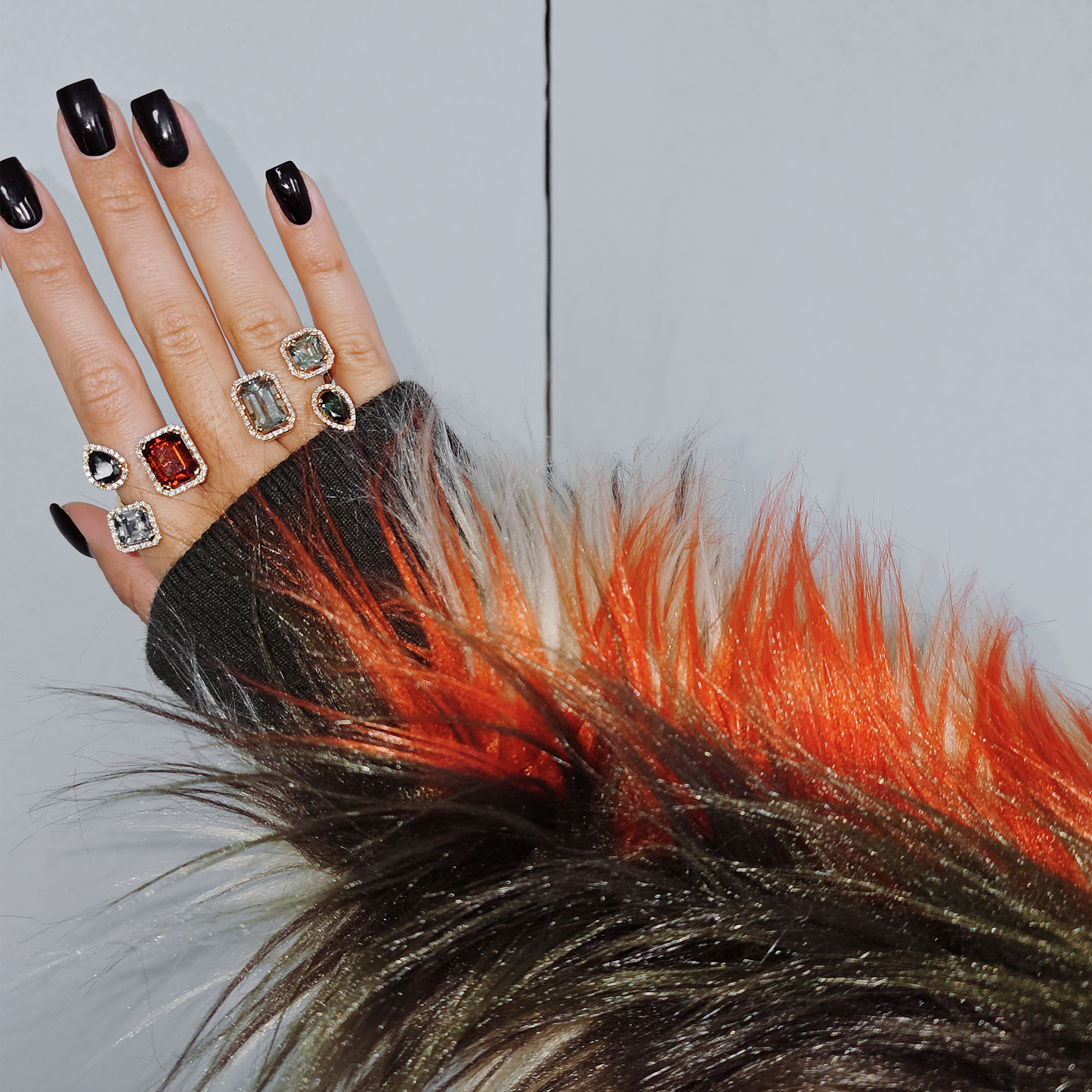 TRIPLE VELVET RING-prasiolite and green tourmaline