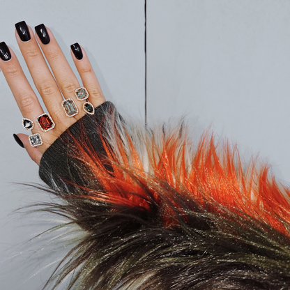 TRIPLE VELVET RING-prasiolite and green tourmaline