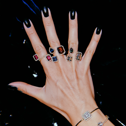 TRIPLE VELVET RING-prasiolite and green tourmaline