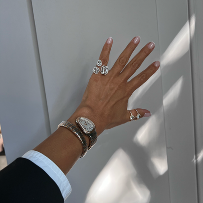 TRIPLE VELVET RING-white edel topaz