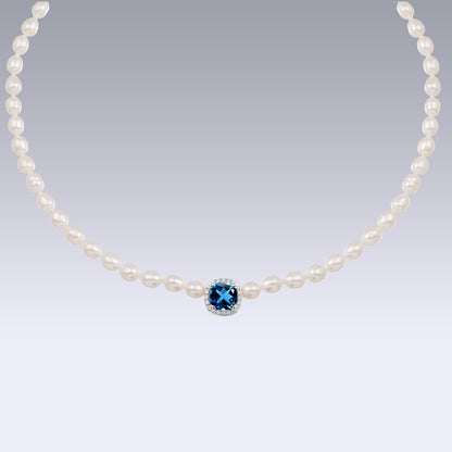 BABY PEARL CHOCKER-london blue topaz